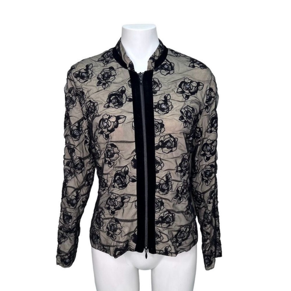 Joseph Ribkoff Rosette Zip Up Lightweight Jacket, Size 10